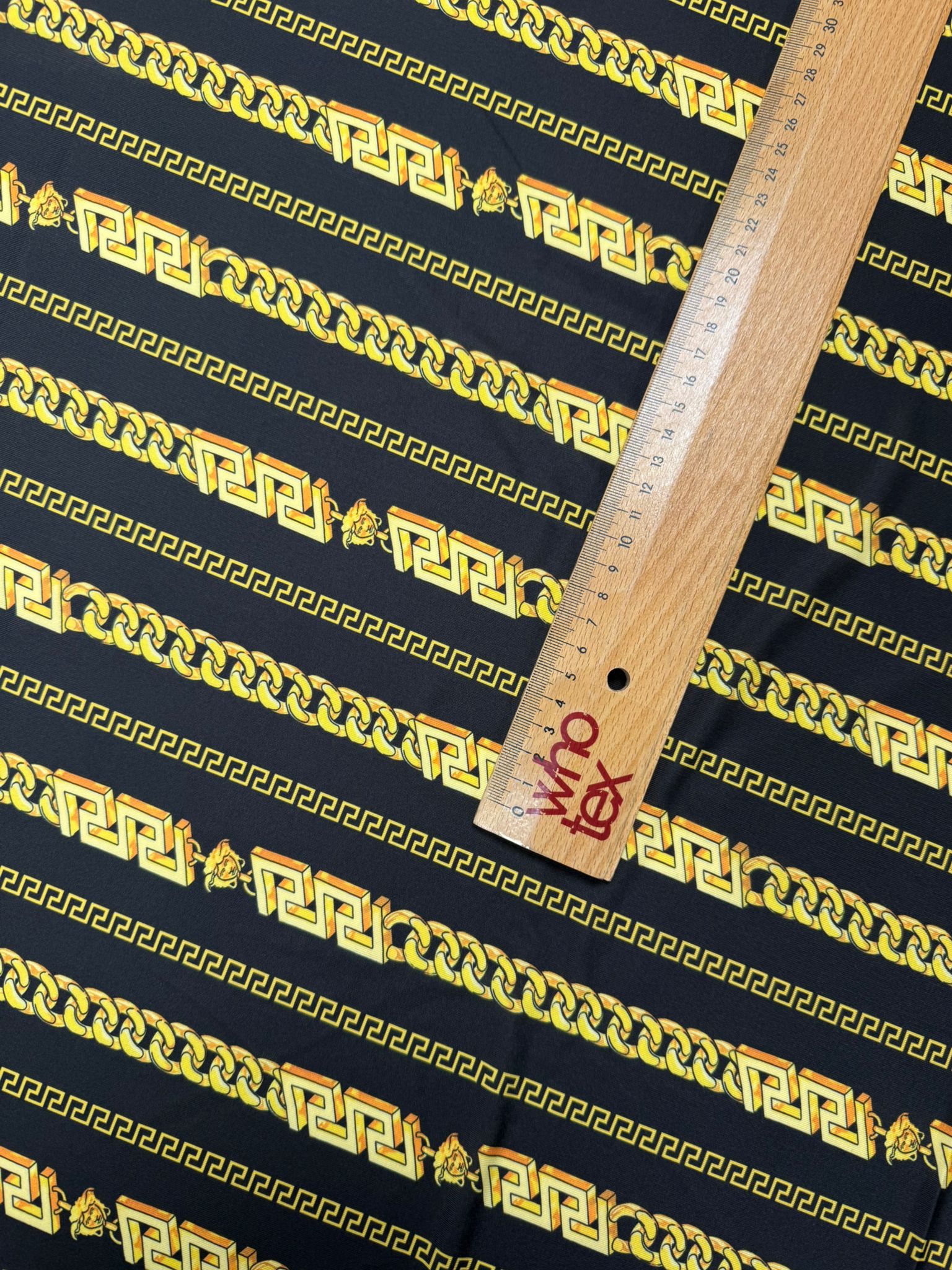 Black Gold Chain Print Fabric by the Metre - Whotex Fabrics London