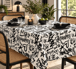 Black Graffiti Printed Tablecloth - Whotex Fabrics London