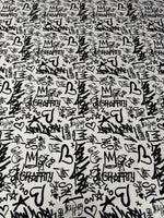 Black Graffiti Upholstery Fabric - Whotex Fabrics London