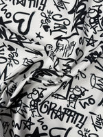 Black Graffiti Upholstery Fabric - Whotex Fabrics London