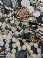 Black Jewelry Fabric with Pearl Pattern for Elegant Accessories Sold by Metre - Whotex Fabrics London