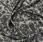Black Metallic Floral Lace Lurex Fabric by the Metre - Whotex Fabrics London