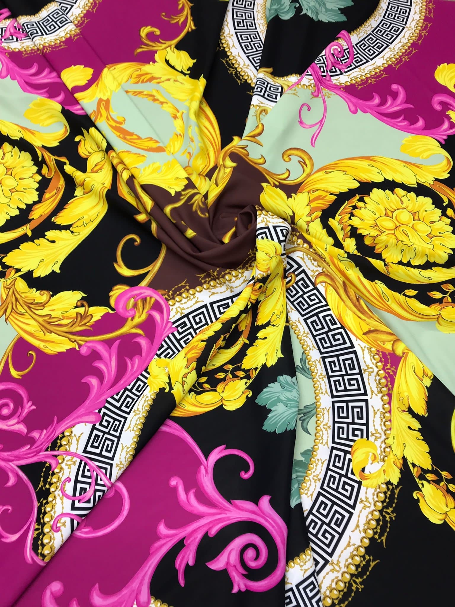 Black Pink , Swirl pattern Fabric, abstract Fabric, greek key print Fabric - Whotex Online Fabric Store