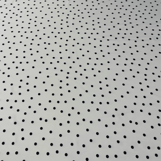 Black Polka Dot on White Background Printed Table Runner - Whotex Fabrics London