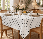 Black Polka Dot on White Background Printed Tablecloth - Whotex Fabrics London