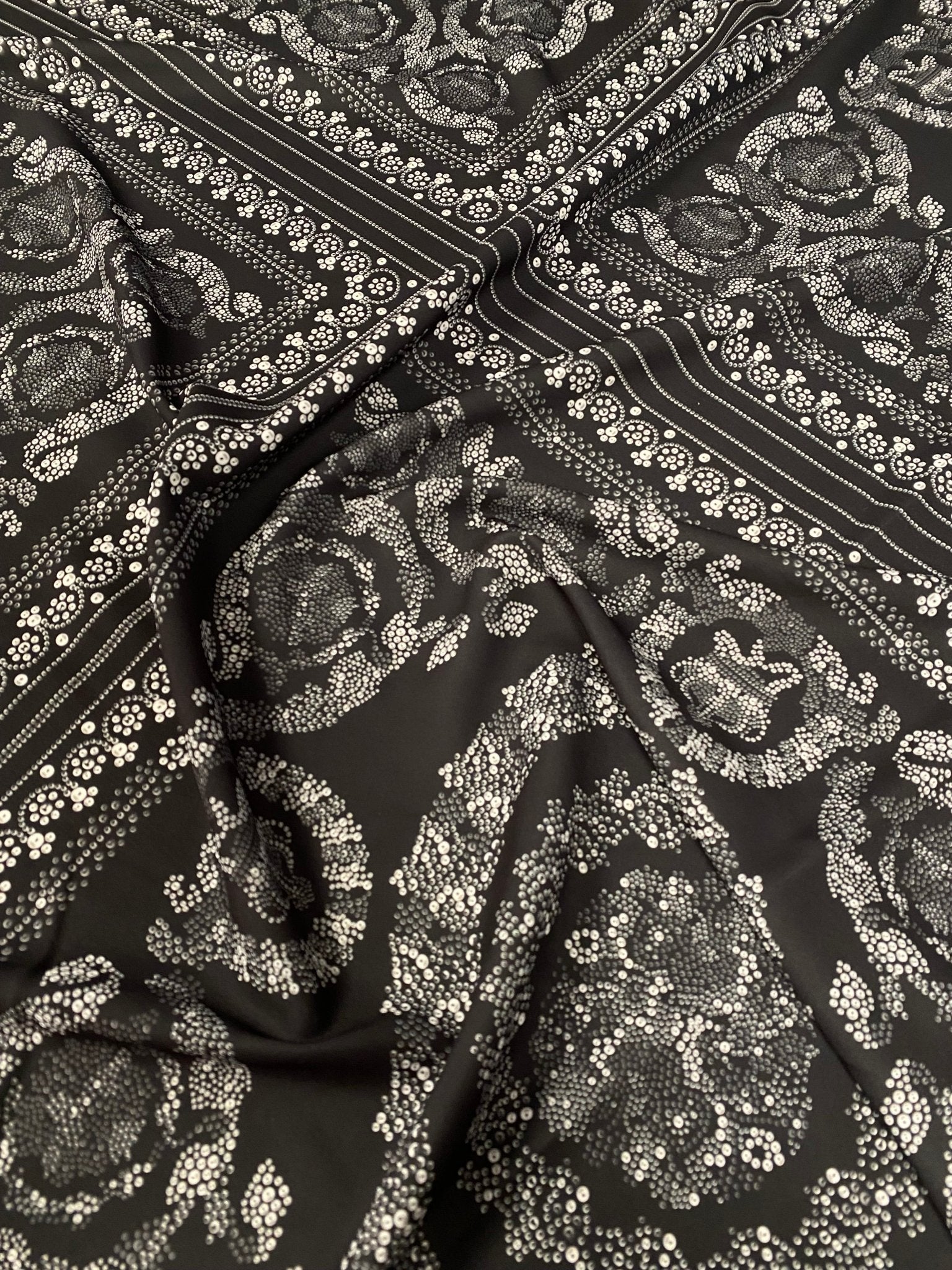 Black & Silver Baroque Crepe Fabric by the Metre – Luxury - Whotex Online Fabric Store