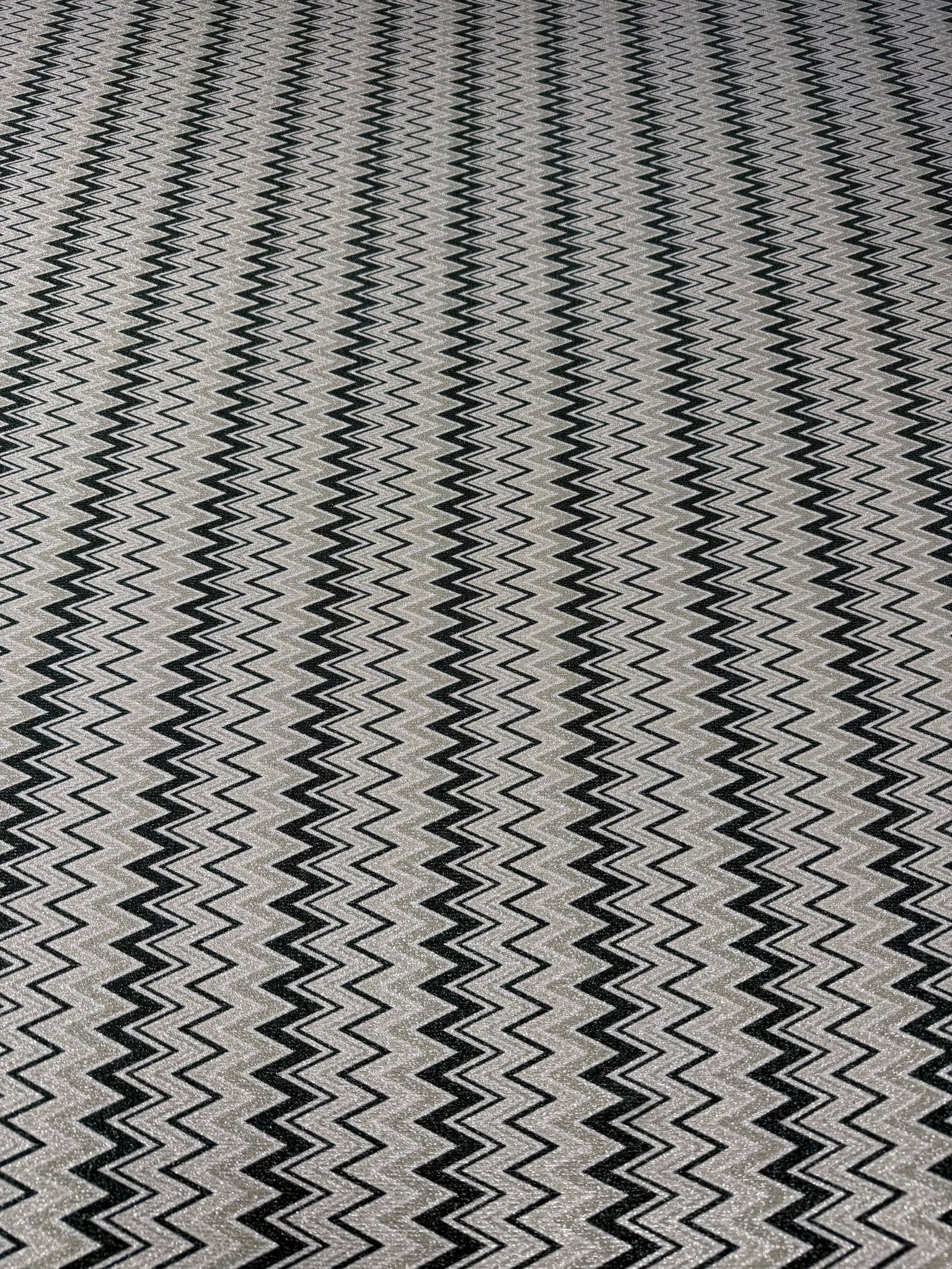 Black Silver Zigzag Lurex Fabric by the Metre - Whotex Fabrics London