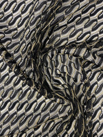 Black Wave Openwork Mesh Knit Fabric with Metallic Thread by the Metre - Whotex Fabrics London