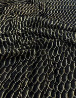 Black Wave Openwork Mesh Knit Fabric with Metallic Thread by the Metre - Whotex Fabrics London