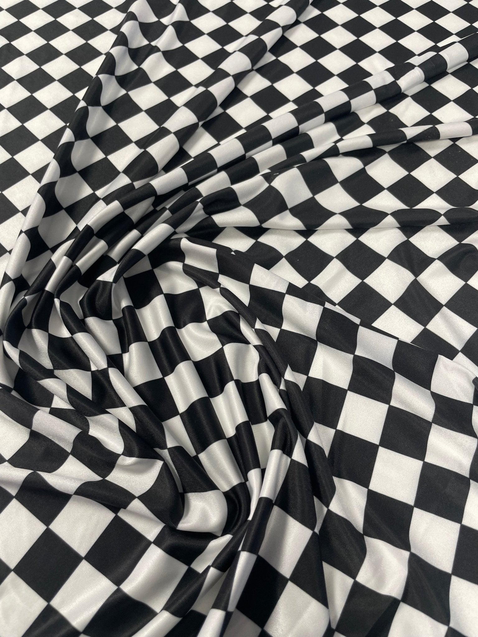Black White Checkerboard Fabric by the Metre - Whotex Fabrics London