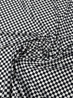Black & White Checkerboard Spandex Fabric by the Metre - Whotex Fabrics London