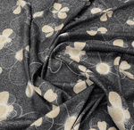 Black White Floral Lurex Fabric by the Metre - Whotex Fabrics London