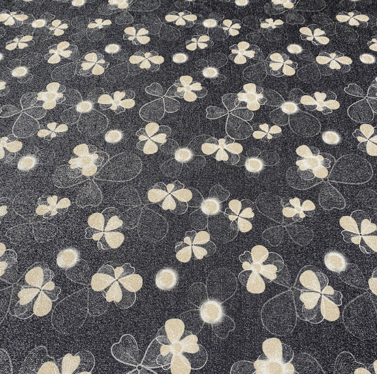Black White Floral Lurex Fabric by the Metre - Whotex Fabrics London