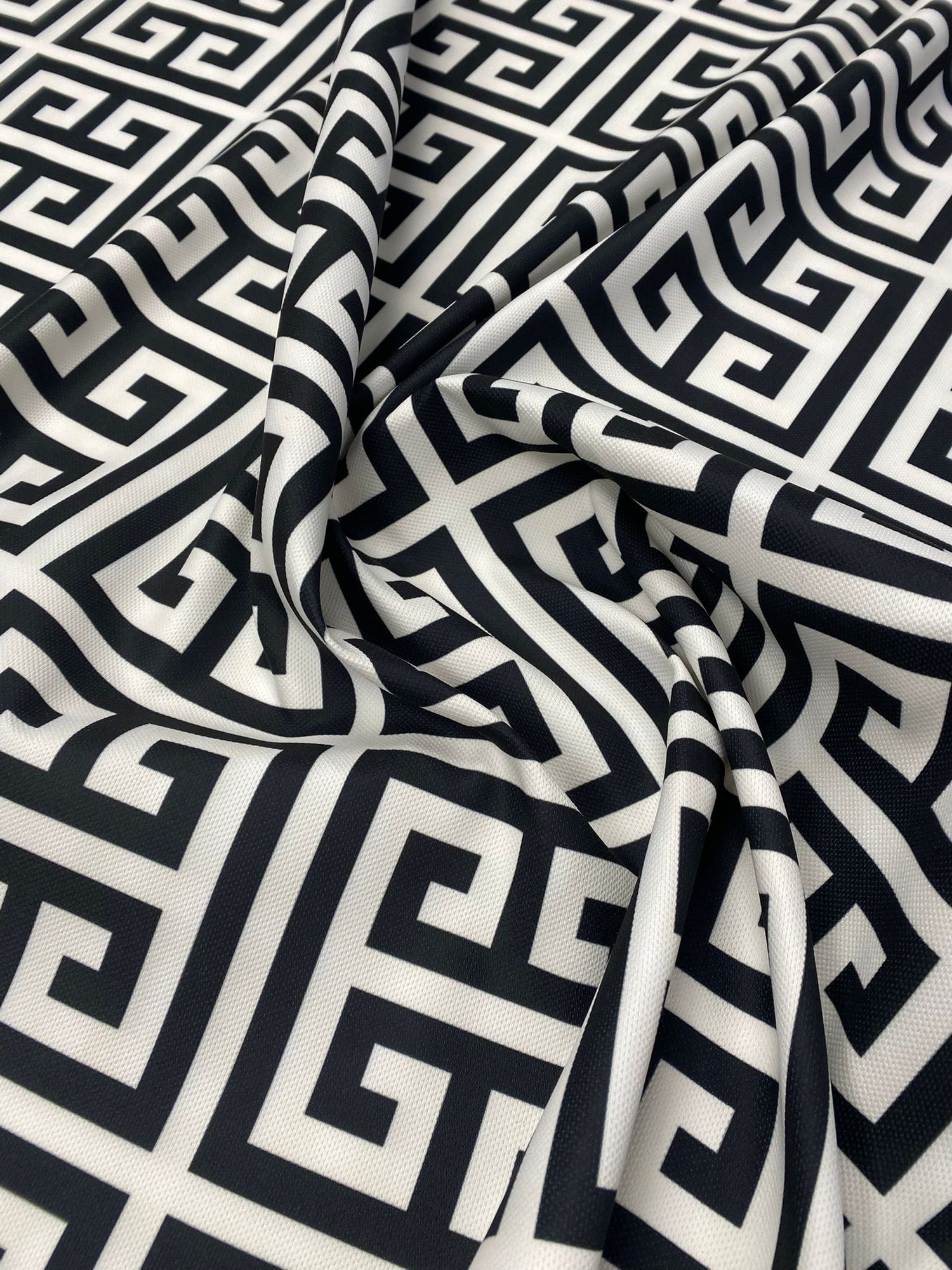 Black & White Geometric Upholstery Fabric by the Metre - Whotex Fabrics London