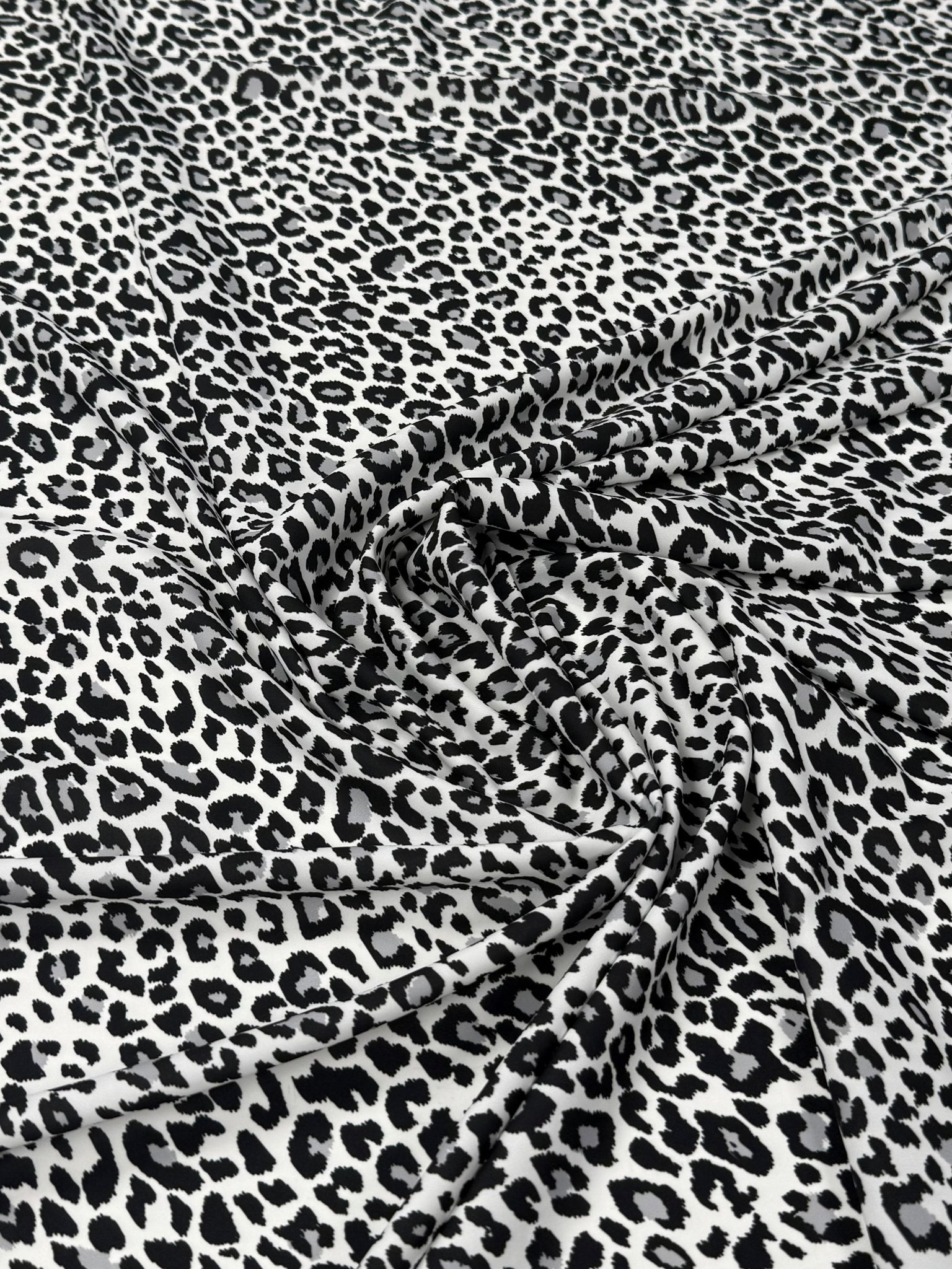 Black & White Leopard Print Fabric by the Metre - Whotex Fabrics London