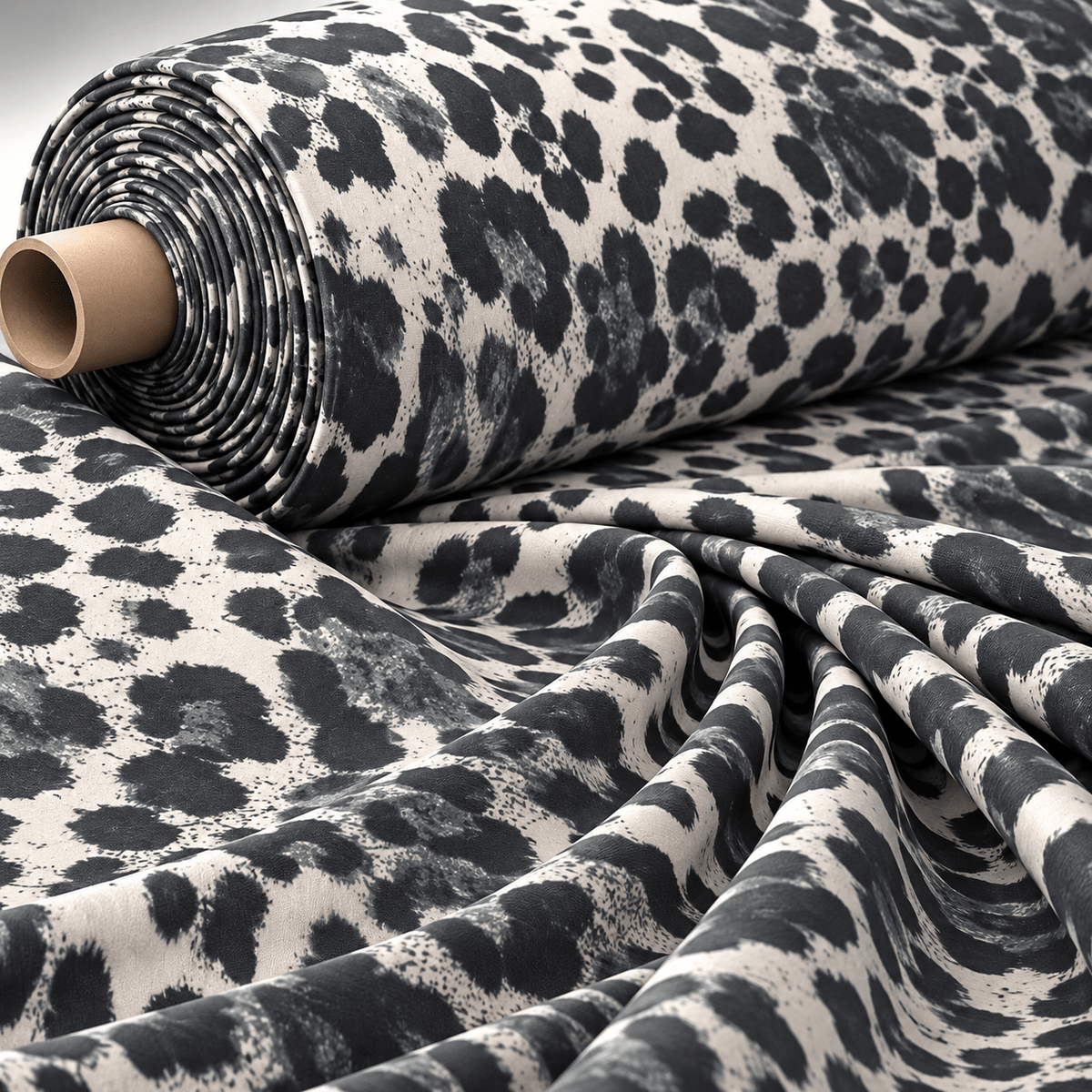 Black & White Leopard Print Lycra Stretch Fabric by the Metre - Whotex Fabrics London