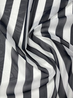 Black & White Stripe Chiffon Fabric by the Metre - Whotex Fabrics London