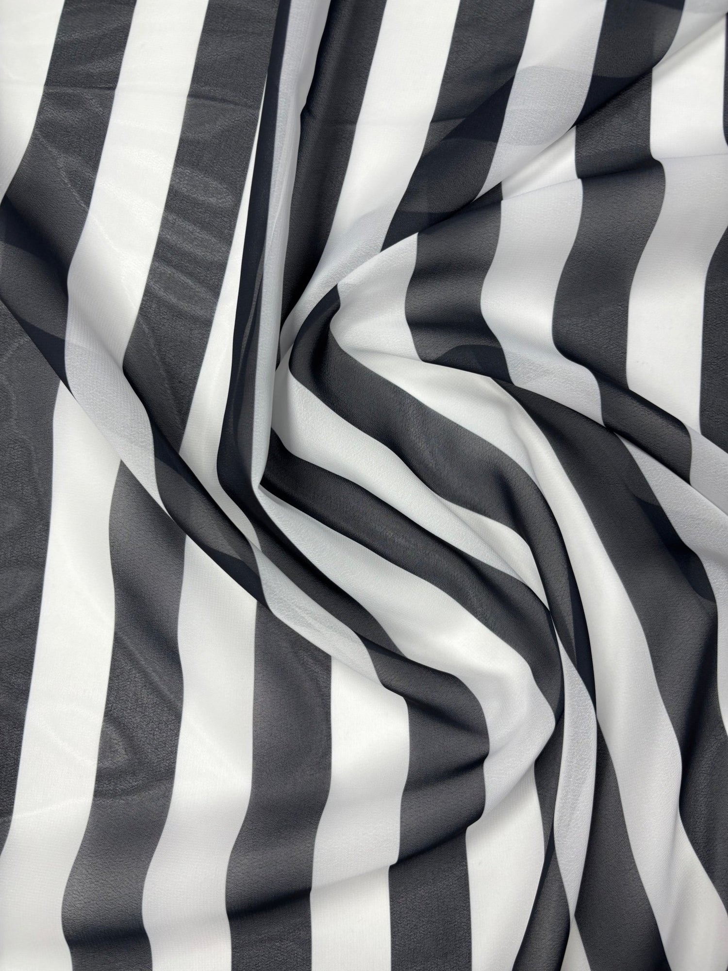 Black & White Stripe Chiffon Fabric by the Metre - Whotex Fabrics London