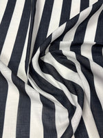 Black & White Stripe Linen Fabric by the Metre - Whotex Fabrics London
