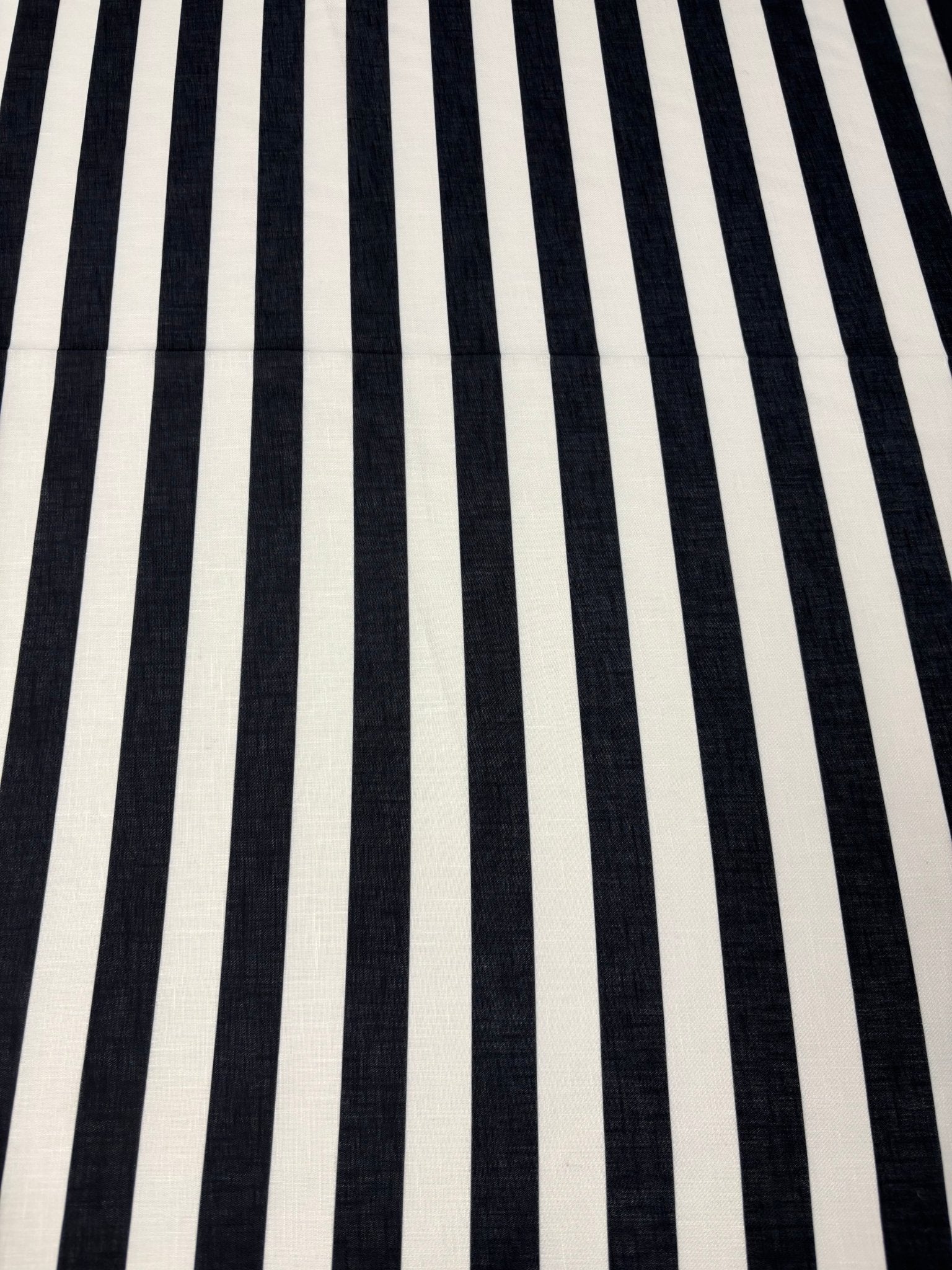 Black & White Stripe Linen Fabric by the Metre - Whotex Fabrics London