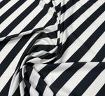 Black & White Striped Crepe Fabric by the Metre - Whotex Fabrics London