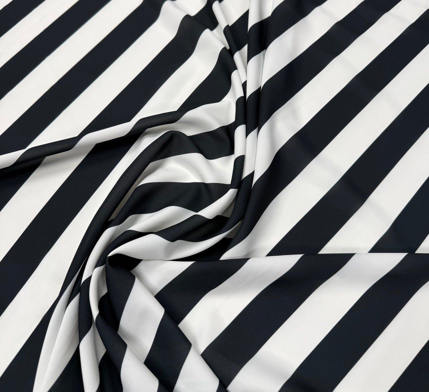 Black & White Striped Crepe Fabric by the Metre - Whotex Fabrics London