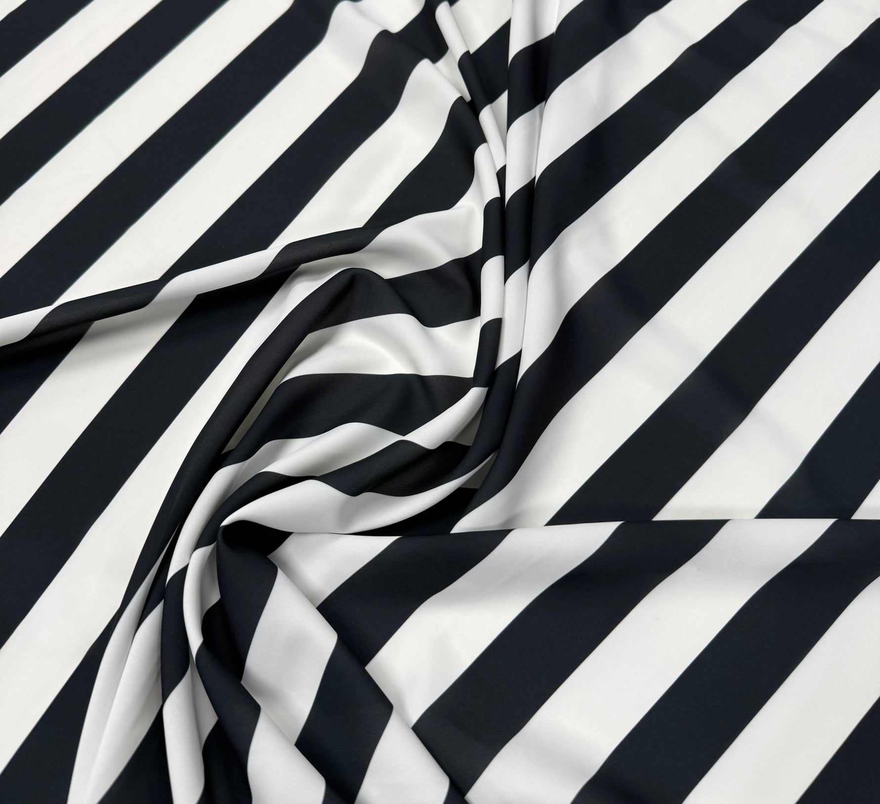 Black & White Striped Crepe Fabric by the Metre - Whotex Fabrics London