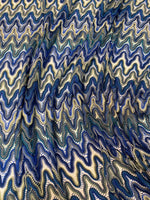 Blue Abstract Wave Mesh Fabric by the Metre - Whotex Fabrics London
