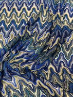 Blue Abstract Wave Mesh Fabric by the Metre - Whotex Fabrics London