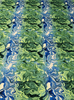 Blue and Green Pattern Abstract Wave Fabric – Fabric by Metre, Multiple Options for Sewing & Dressmaking - Whotex Fabrics London