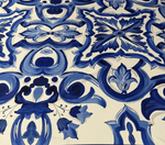 Blue and White Baroque Floral Printed Table Runner - Whotex Fabrics London