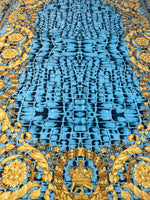 Blue Baroque Crocodile Spandex Fabric by the Metre - Whotex Fabrics London