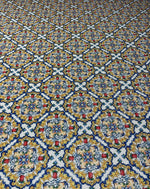 Blue Baroque Floral Lurex Fabric by the Metre - Whotex Fabrics London