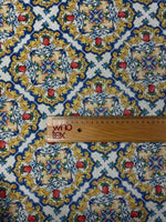 Blue Baroque Floral Lurex Fabric by the Metre - Whotex Fabrics London