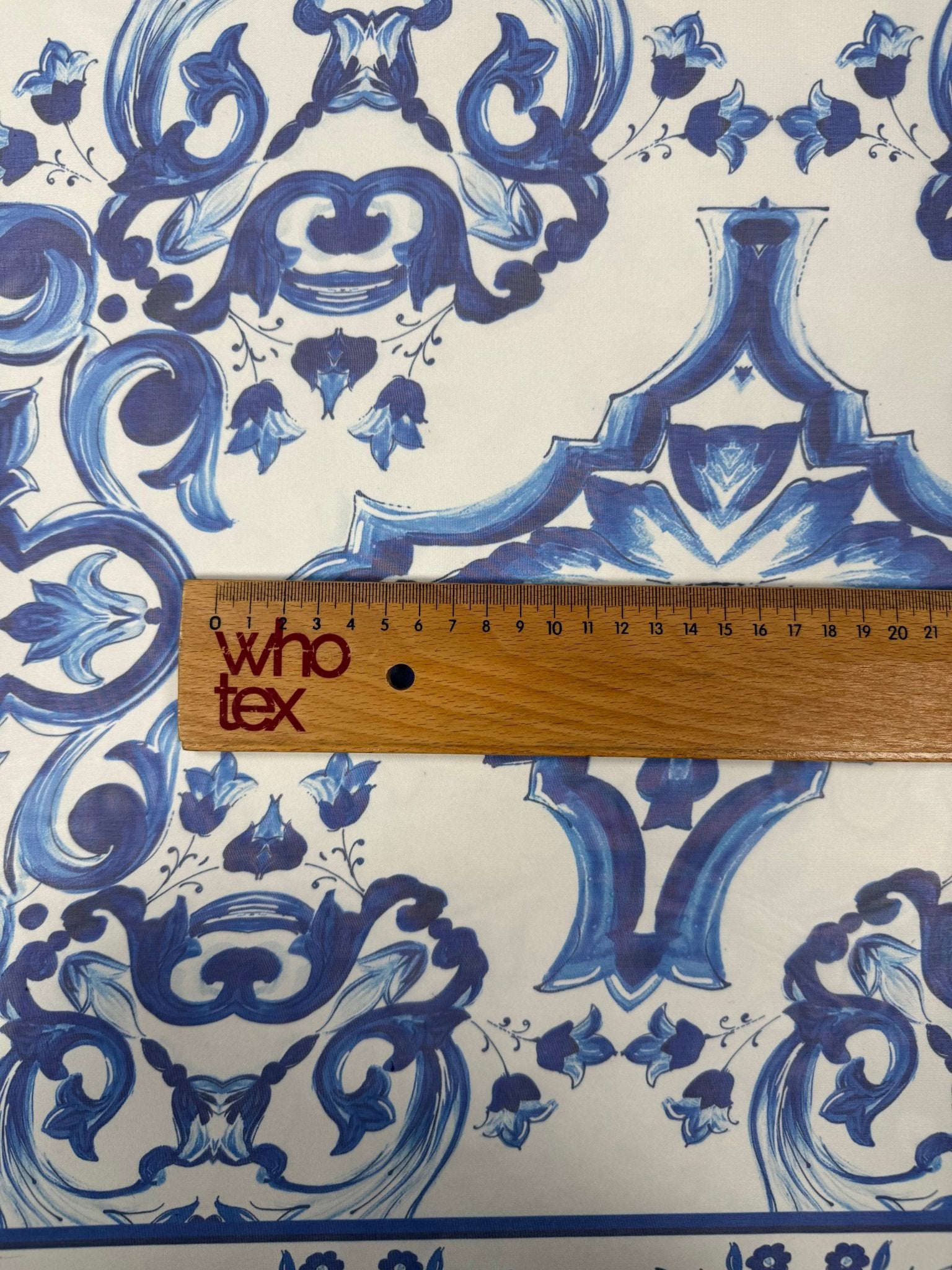 Blue Baroque Poly Silk Chiffon Fabric by the Metre - Whotex Fabrics London
