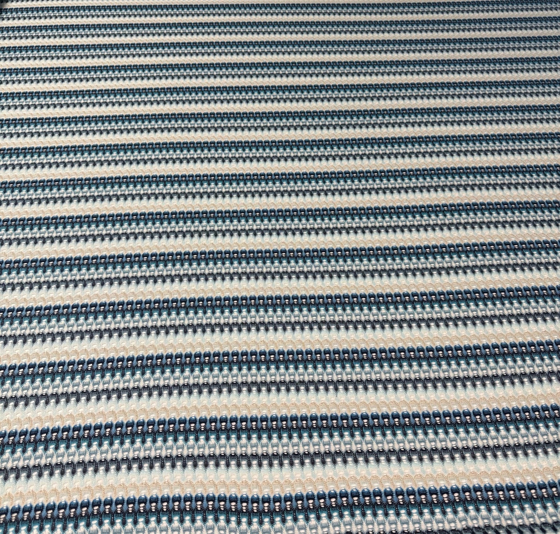 Blue Beige Metallic Mesh Fabric by the Metre - Whotex Fabrics London