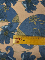 Blue Blossom Shimmer Print Lurex Fabric by the Metre - Whotex Fabrics London