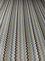 Blue & Bronze Zigzag Lurex Fabric with Metallic Shine - Whotex Fabrics London