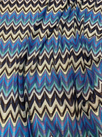Blue Chevron Mesh Fabric by the Metre - Whotex Fabrics London