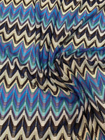 Blue Chevron Mesh Fabric by the Metre - Whotex Fabrics London