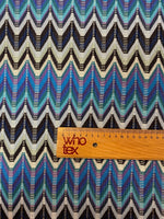 Blue Chevron Mesh Fabric by the Metre - Whotex Fabrics London