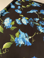 Blue Floral Chiffon Satin Fabric | Dressmaking by the Metre - Whotex Fabrics London
