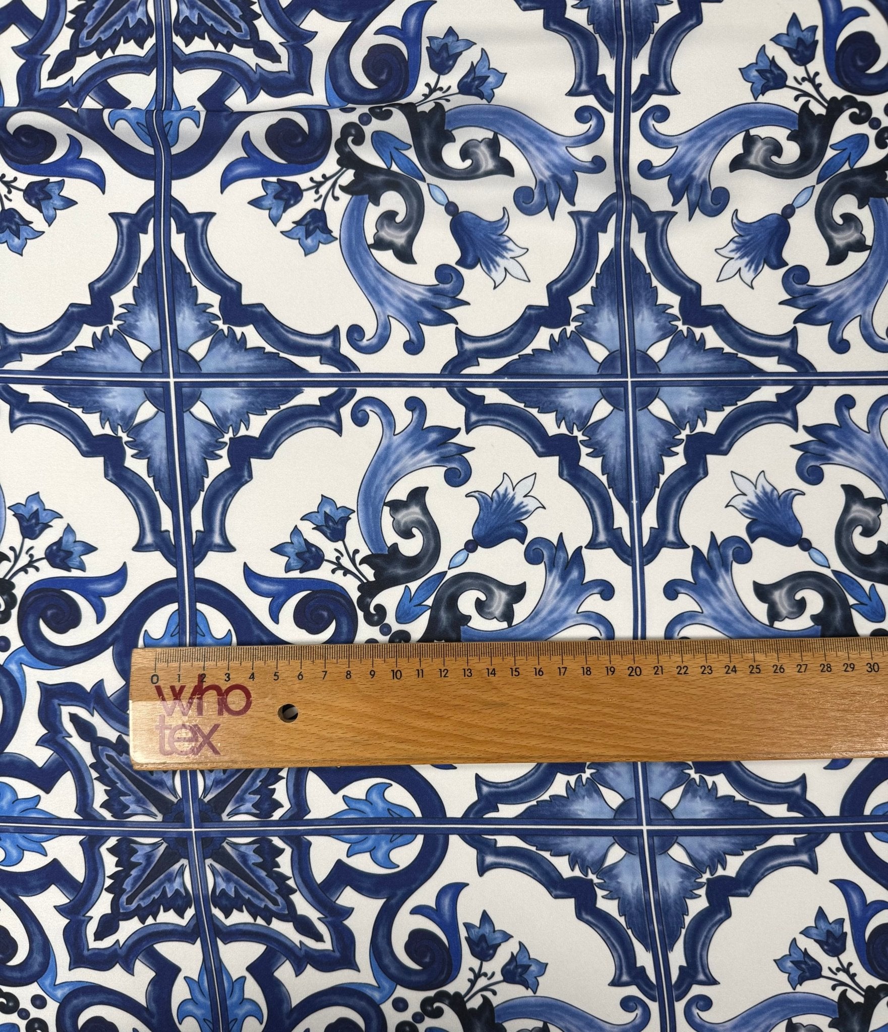 Blue Floral Satin Fabric by the Metre - Whotex Fabrics London