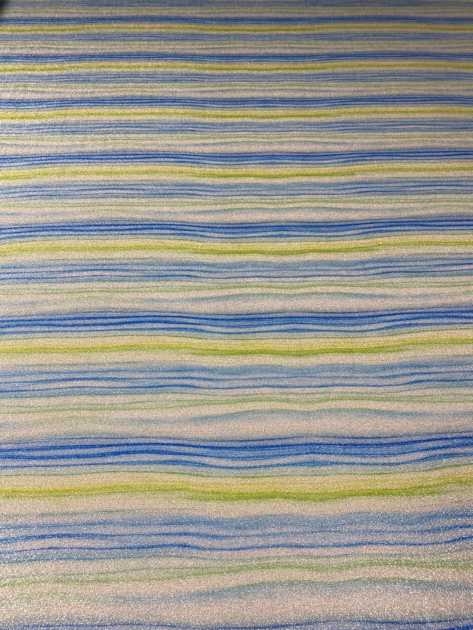 Blue Green Striped Lurex Fabric with Shimmer by the Metre - Whotex Fabrics London