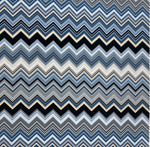 Blue Grey Zigzag Pattern Fabric by the Metre - Whotex Fabrics London