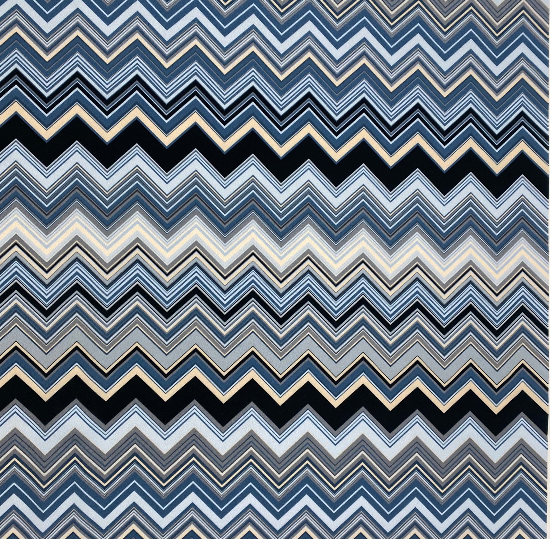 Blue Grey Zigzag Pattern Fabric by the Metre - Whotex Fabrics London