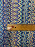 Blue Multicolour Zigzag Lurex Fabric by the Metre - Whotex Fabrics London
