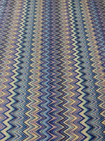 Blue Multicolour Zigzag Lurex Fabric by the Metre - Whotex Fabrics London