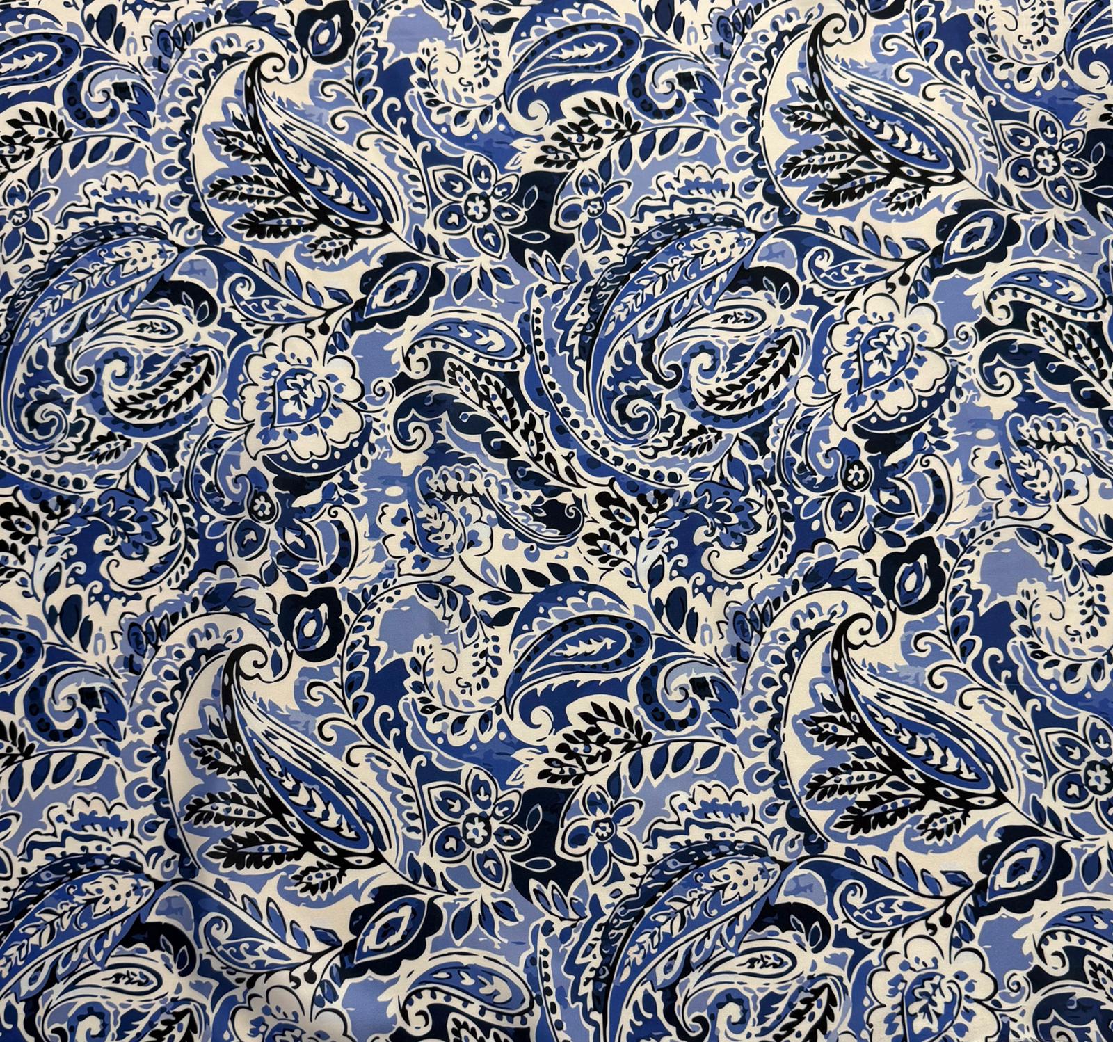 Blue & Navy Paisley Fabric by the Metre – Soft & Elegant - Whotex Fabrics London