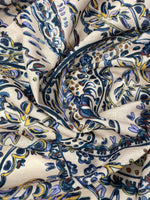 Blue Paisley Print Fabric - Whotex Fabrics London